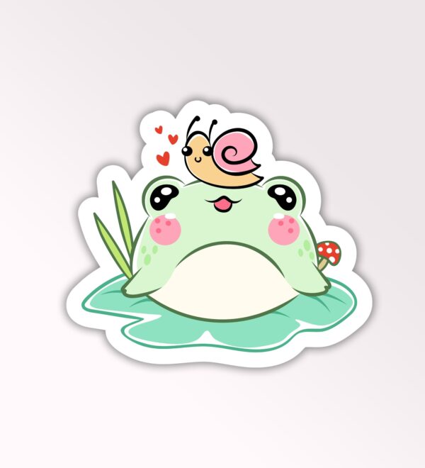 Cute Frog With Snail Laptop And Mobile Stickers Cute Frog With Snail Laptop And Mobile Stickers