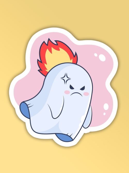 Cute Ghost Angry Laptop And Mobile Stickers