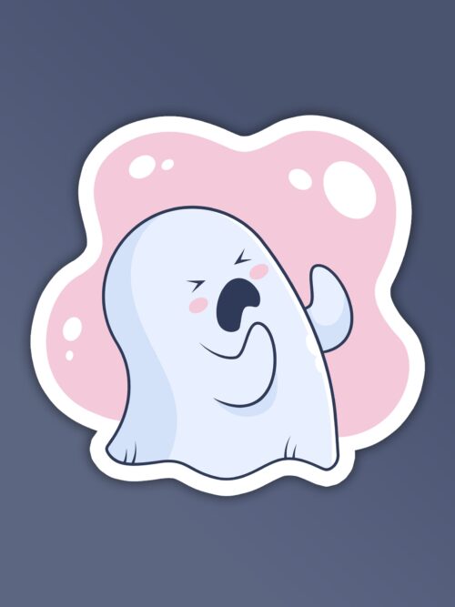 Cute Ghost Crying Laptop And Mobile Stickers