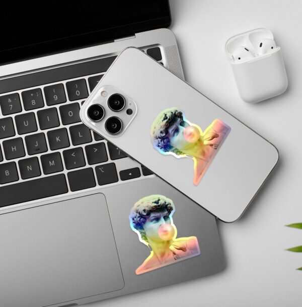 David Bubblegum Holographic Laptop Mobile Sticker David Bubblegum Holographic Laptop Mobile Sticker