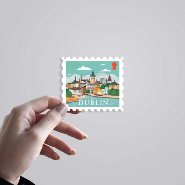 Dublin Cityscape Riverfront Post Stamp Travels Stickers