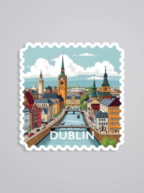 Dublin Historic City And Clock Tower Post Stamp Travels Stickers
