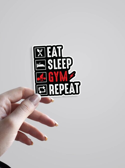 Eat Sleep Gym Repeat Witty Stickers