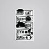 Eat Sleep Ride Gym Repeat Witty Stickers