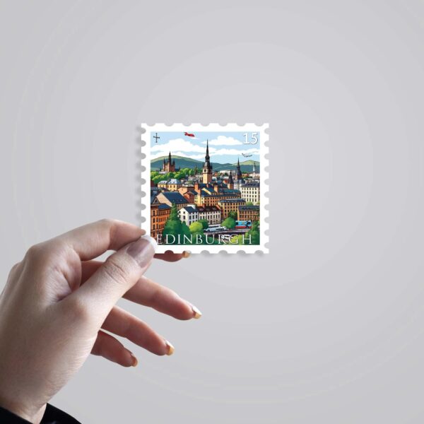 Edinburgh Scenic City View Post Stamp Travels Stickers