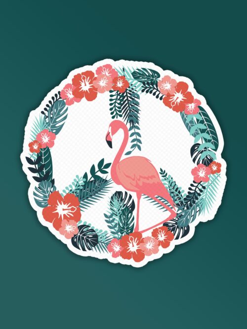 Flamingo Peace Laptop Mobile Stickers