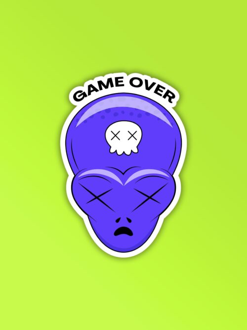 Game Over Alien Head Sticker