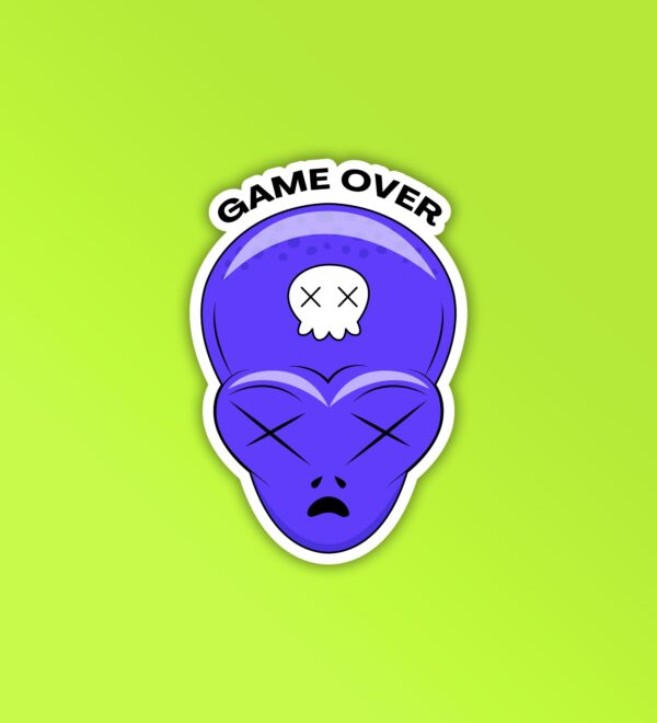 Game Over Alien Head Sticker Game Over Alien Head Sticker