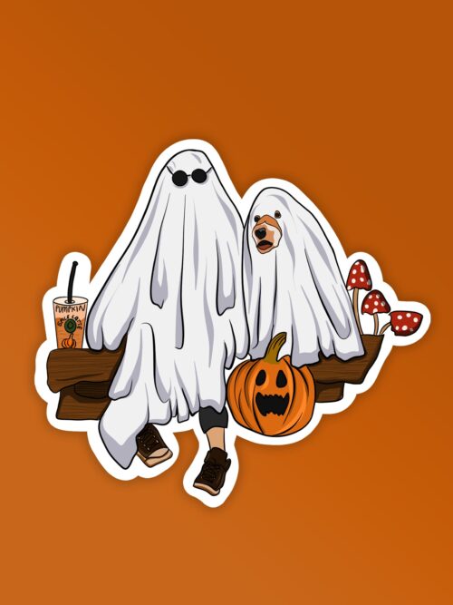 Ghost Friends Halloween   Laptop And Mobile Sticker