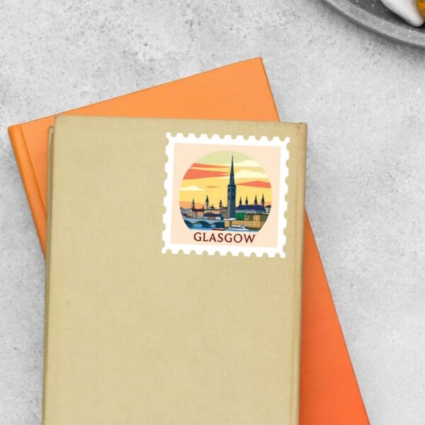 Glasgow Sunset Skyline Post Stamp Travels Stickers