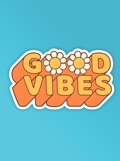 Good Vibes Retro   Mobile Laptop Sticker