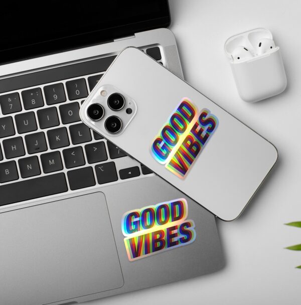 Good Vibes Holographic Laptop Mobile Sticker Good Vibes Holographic Laptop Mobile Sticker