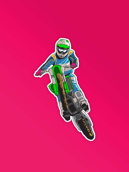 Green Motocross Bike Sticker