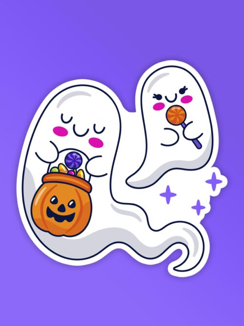 Halloween Sticker Kawaii Ghost Laptop   Mobile Sticker