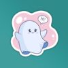 Hi Cute Ghost   Laptop And Mobile Stickers