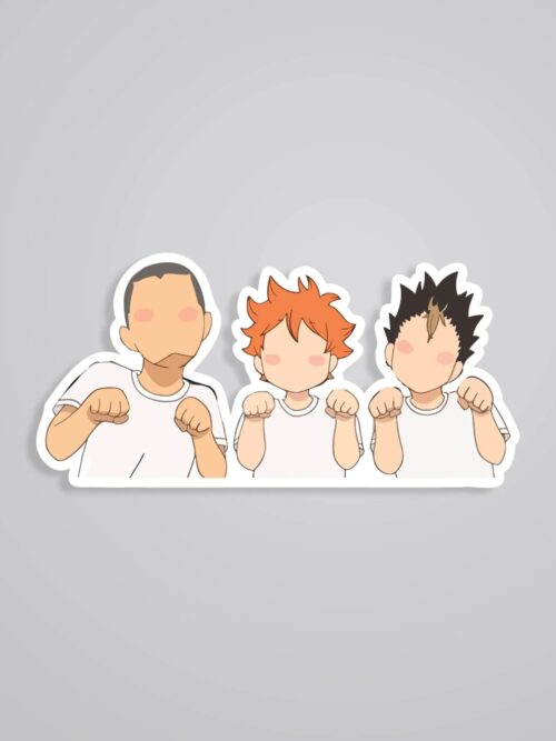 Hinata Nishinoya And Tanaka Cat Pose Anime Stickers