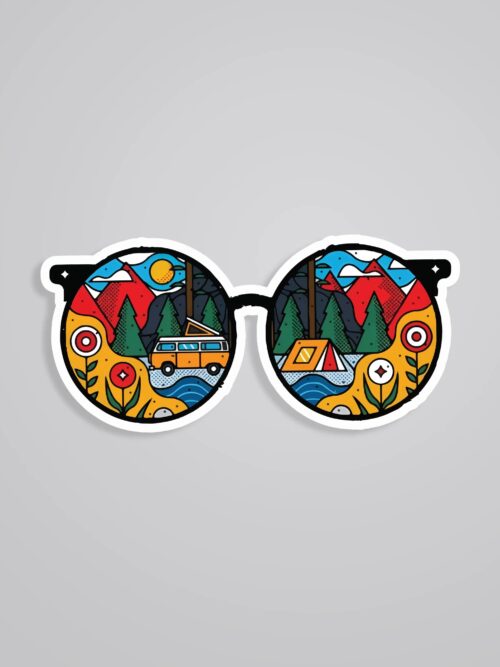 Hippie Glasses Travels Stickers