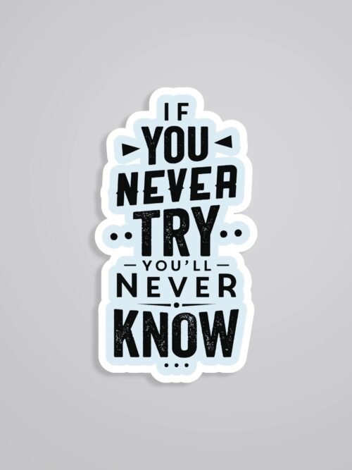 If You Never Try Youll Never Know Motivational Stickers