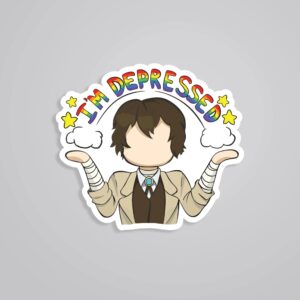 Im Depressed Dazai Anime Stickers Im Depressed Dazai Anime Stickers