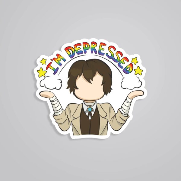 Im Depressed Dazai Anime Stickers