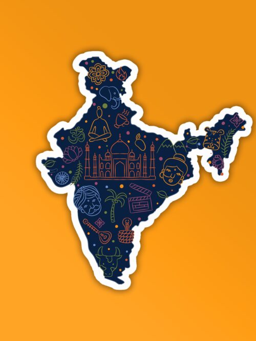 India Cultural Map Laptop Mobile Stickers