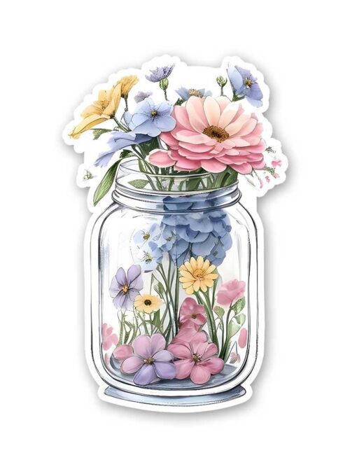 Jar Filled With Flowers Sticker