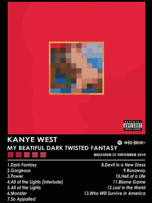 Kanye West My Beautiful Dark Twisted Fantasy Music Poster