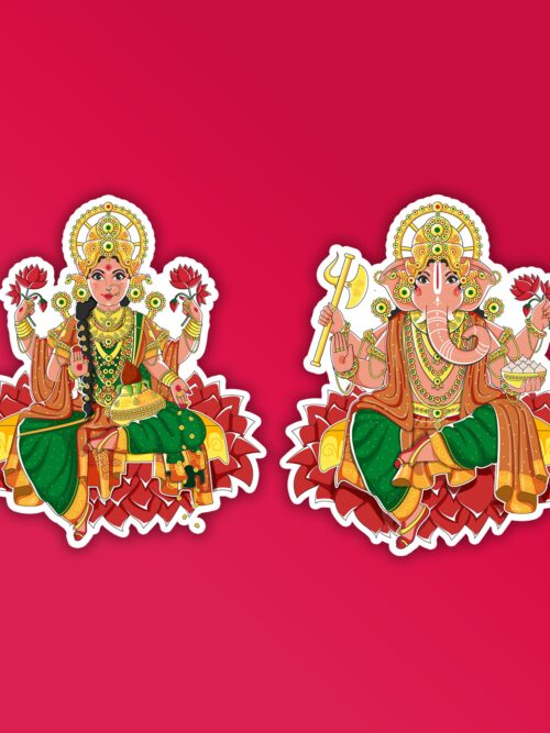 Lakshmi Ganesh Set Of 2   Diwali Sticker