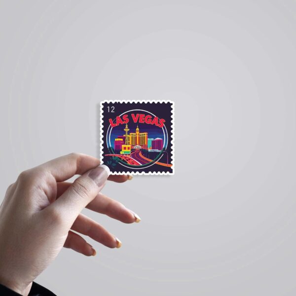 Las Vegas Neon Skyline Post Stamp Travels Stickers