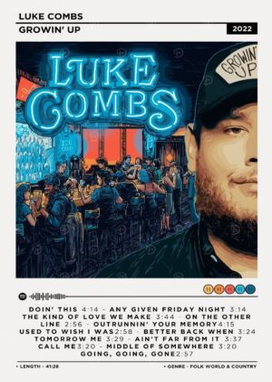 Luke Combs Growin Up Music Poster