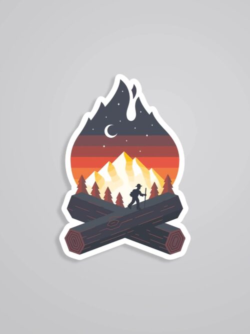 Man Silhouette In Campfire Travels Stickers