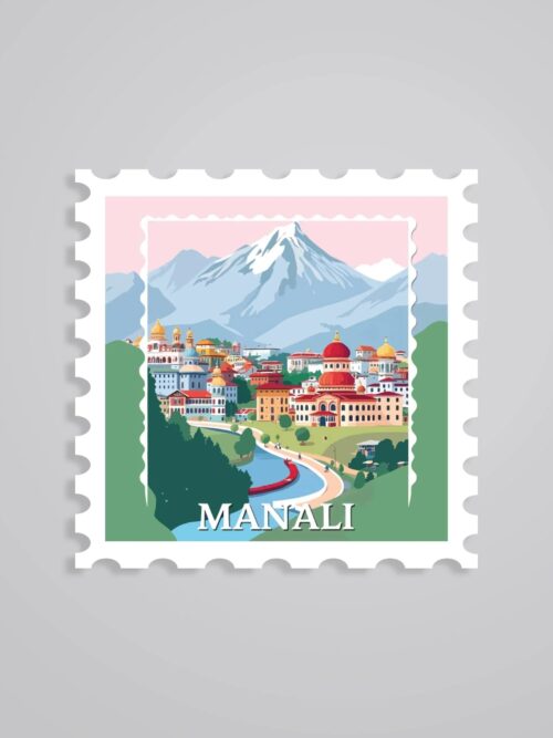 Manali Mountain Village Post Stamp Travels Stickers