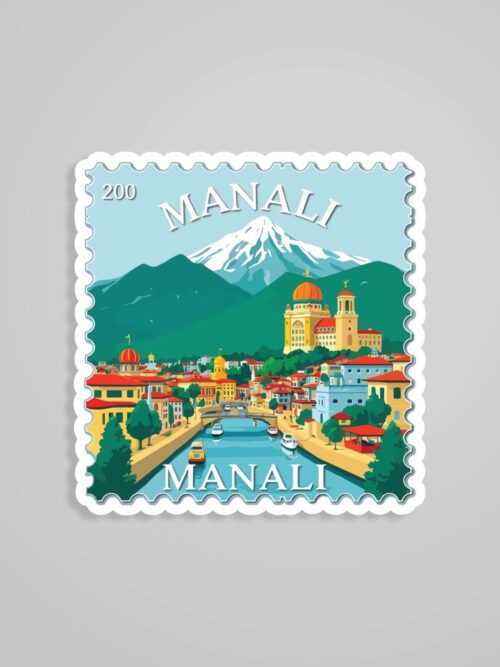 Manali Scenic Town And River Post Stamp Travels Stickers