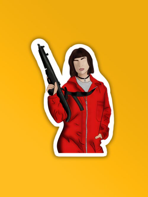 Money Heist Gun Laptop   Mobile Sticker