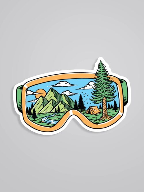 Mountain View In Goggles Travels Stickers