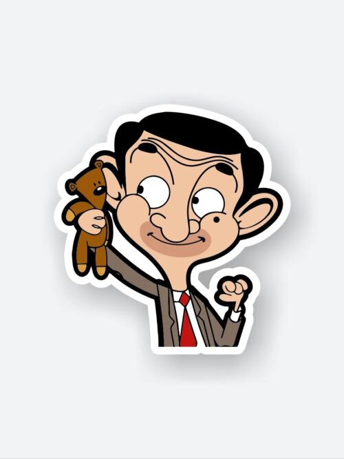 Mr. Bean With Teddy Sticker