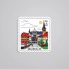 Munich City Architecture Post Stamp Travels Stickers