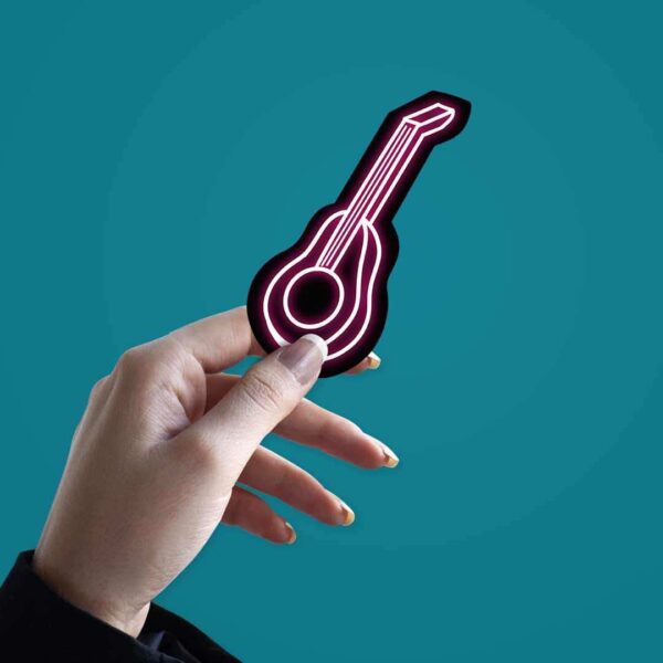 Neon Pink Guitar Sticker