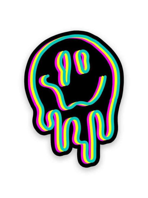Neon Trippy Smile Sticker