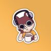 Overthinking With Coffee   Mobile Laptop Sticker
