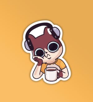 Overthinking With Coffee   Mobile Laptop Sticker