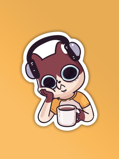 Overthinking With Coffee   Mobile Laptop Sticker