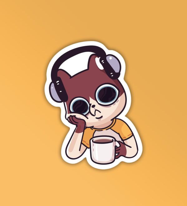 Overthinking With Coffee Mobile Laptop Sticker Overthinking With Coffee Mobile Laptop Sticker