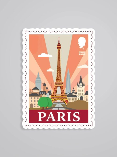Paris Eiffel Tower And Cityscape Post Stamp Travels Stickers