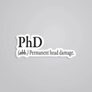 PhD Permanent Head Damage Witty Stickers PhD Permanent Head Damage Witty Stickers