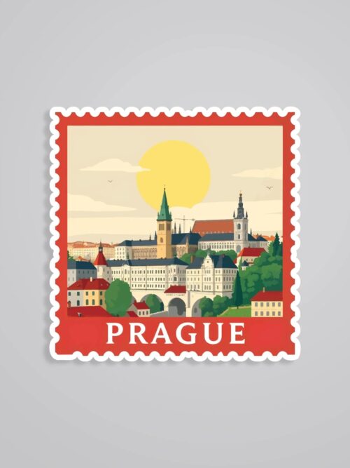 Prague Old Town Scenic Post Stamp Travels Stickers