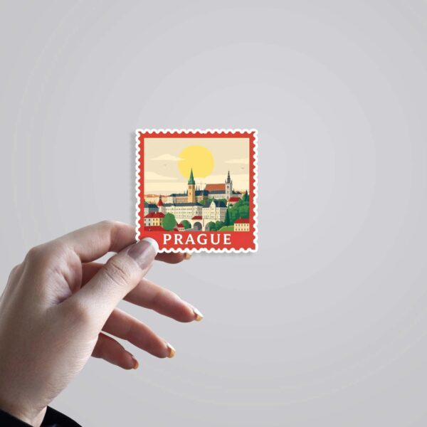 Prague Old Town Scenic Post Stamp Travels Stickers