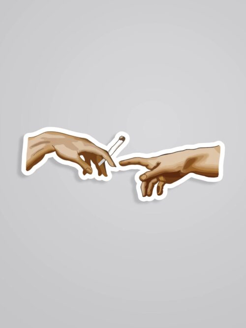 Quirky Art Of Hands With Cig Witty Stickers