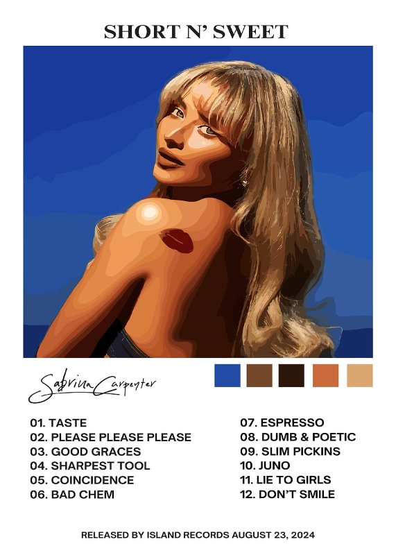 Sabrina Carpenter Short N Sweet Music Poster