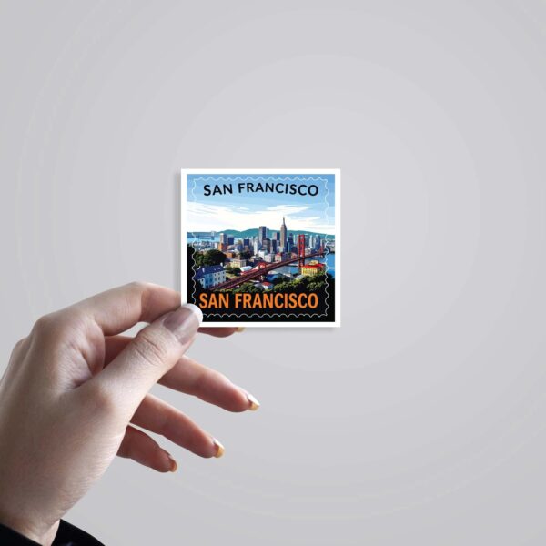 San Francisco Bridge And City Skyline Post Stamp Travels Stickers